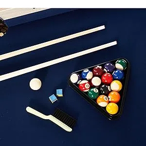 Pool Table accessories on top of Barrington Billiards 5-Foot Brooks Drop Pocket Table