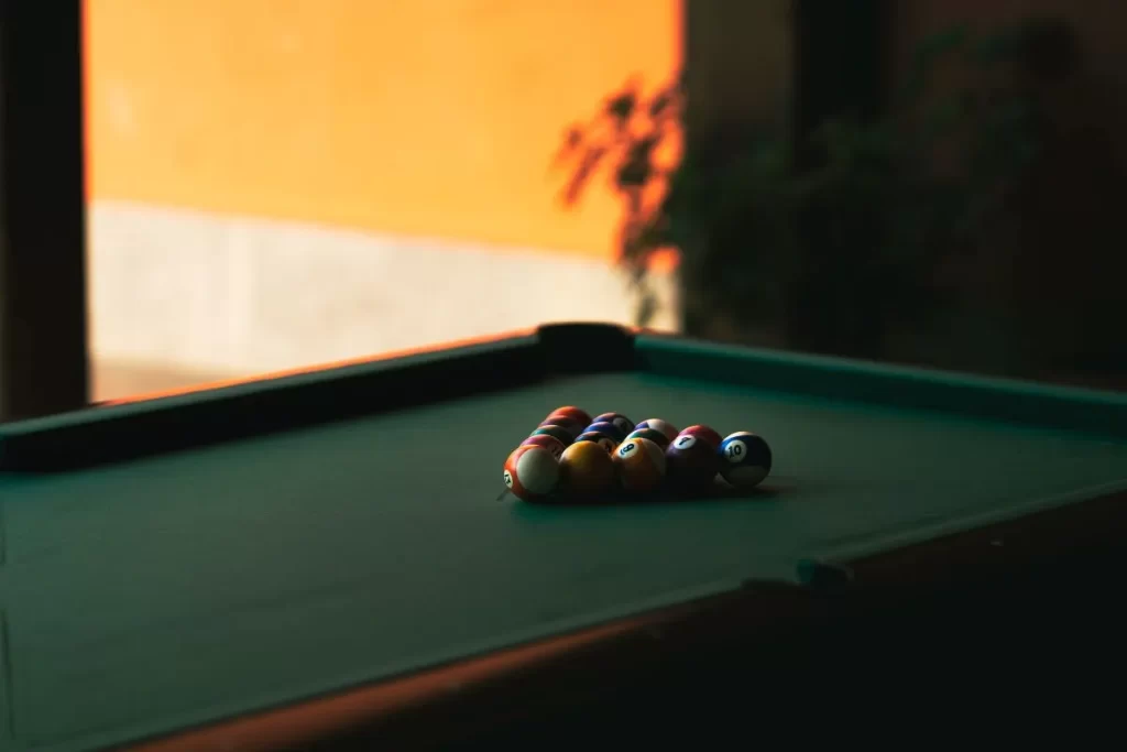 An aesthetic image of a pool table.