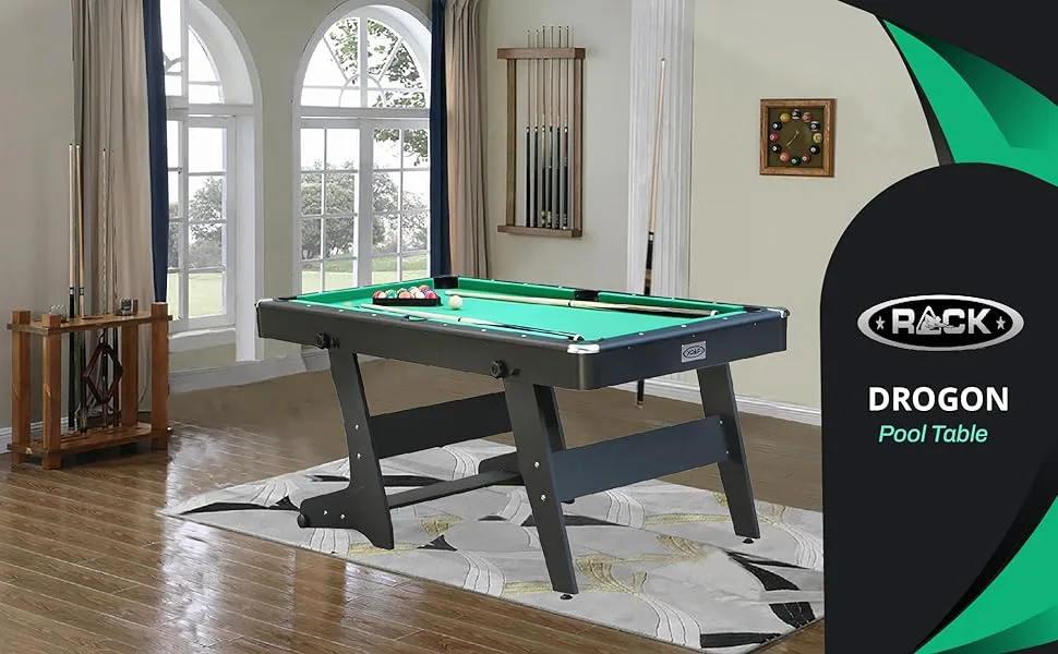An image of RACK Drogon 5.5-Foot Folding Pool Table in a nicely designed recreation room.