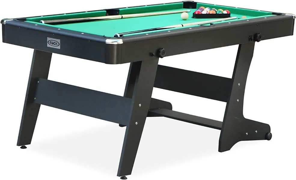 RACK Drogon 5.5-Foot Folding Pool Table in Black colored stand.