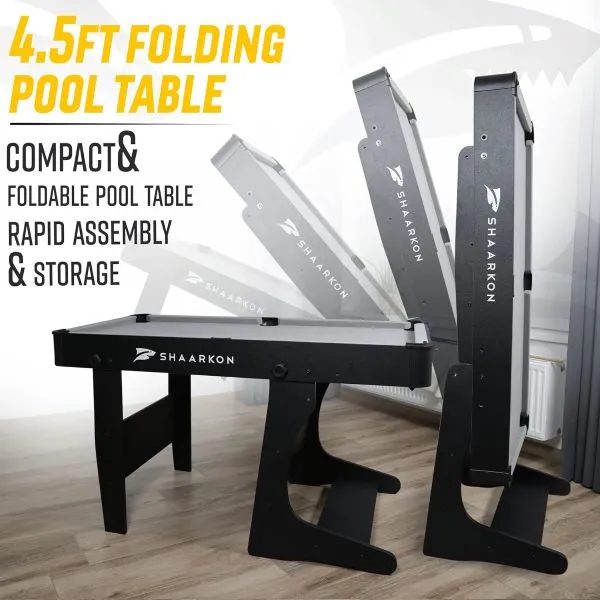 An image showing folding feature of Shaarkon 4.5ft Pool Table