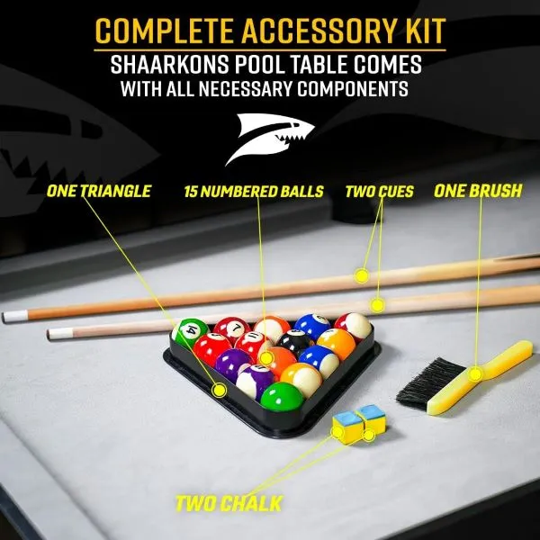 All accessories that come with Shaarkon 4.5ft Folding Pool Table.